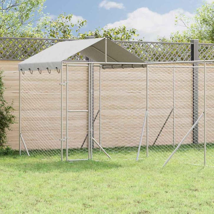 vidaXL Hondenkennel met dak 6x6x2,5 m gegalvaniseerd staal, Dieren en Toebehoren, Hondenbenches, Nieuw, Verzenden