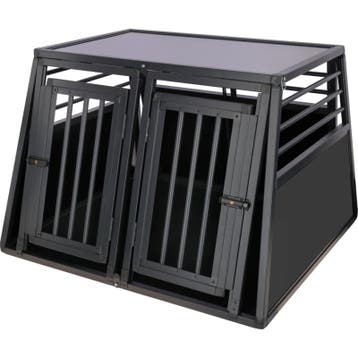 Cage de transp. vacation, alu 92x97x68cm, 2 portes, graphite, Neuf