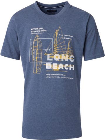 Casa Moda T-shirt Met Long Beach Print 954438800-132 Blauw, Verzenden