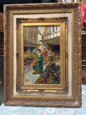 Italiaanse school (XX) - Scena di mercato napoletano