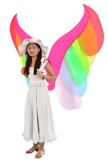 KIMU® Opblaas Kostuum Vleugels Regenboog Opblaasbaar Pak Vli, Ophalen of Verzenden, Nieuw