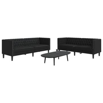 vidaXL 2-delige Loungeset Chesterfield-stijl kunstleer zwart, Huis en Inrichting, Verzenden, Nieuw