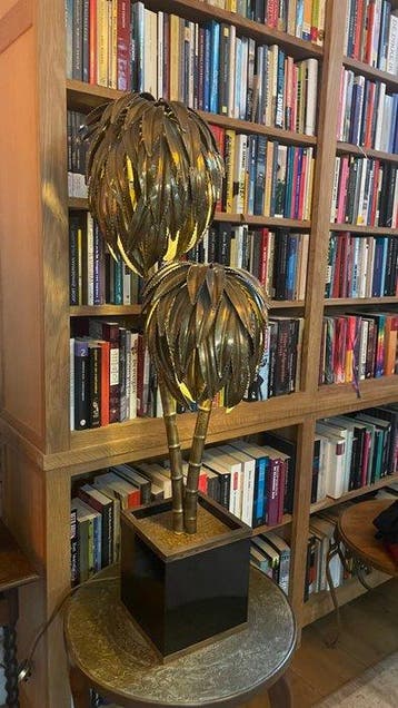 For Maison Jansen - Lamp - Dubbele palmlamp - Messing stam