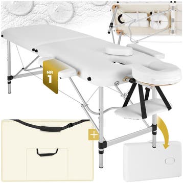 Massagetafel 2 zones met matras en aluminium frame - wit, Sport en Fitness, Verzenden, Nieuw
