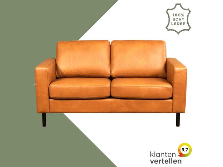 Leren bank Match - 2 zits, Antiek en Kunst, Antiek | Meubels | Stoelen en Sofa's, Ophalen of Verzenden