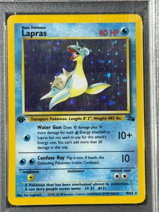 Pokémon - 1 Graded card - Lapras Holo, Fossil #10 First, Hobby en Vrije tijd, Verzamelkaartspellen | Pokémon