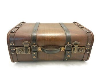 Opbergkoffer - Hout, Leder - 45 x 32 cm 1,7 kg