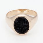 Ring - 14 karaat Roségoud Onyx - Zegel