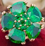 Zonder minimumprijs - Ring - 9 kt. Roségoud, Zilver Smaragd, Nieuw