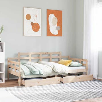 vidaXL Slaapbank met lades 90x190 cm massief grenenhout, Verzenden