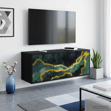 vidaXL Wand gemonteerd TV Kast WIJHE 102 x 33 x 40 cm Zwart, Verzenden, Nieuw