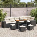 vidaXL Tuinbank Set met kussen 10 pcs Zwart en Crème poly, Verzenden