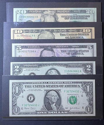 Verenigde Staten van Amerika. 1, 2, 5, 10, 20 Dollars -