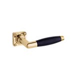 Klassieke geveerde deurklink, vierkant rozet, messing gel..., Doe-het-zelf en Bouw, Ophalen of Verzenden, Nieuw, IJzer, Klink of Kruk