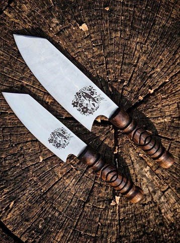 Premium Kitchen , Chef Knife , Etching with Shark Logo Hand