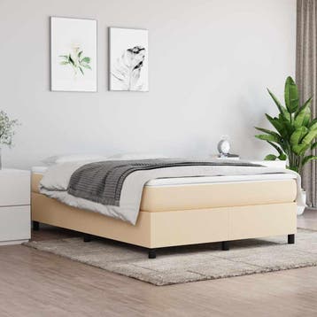 vidaXL Boxspring bed stof crèmekleurig 140x200 cm, Verzenden