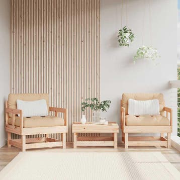 vidaXL Tuinstoelen 2 st met kussens massief grenenhout, Verzenden, Nieuw