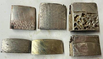 6 zilveren folie-bedekte habaki voor katana, zwaard,