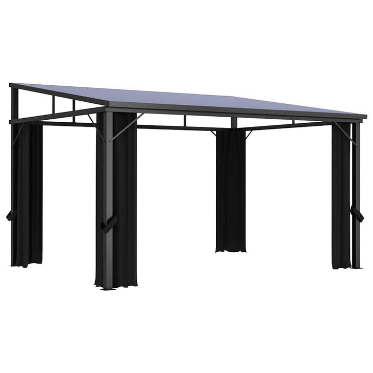 vidaXL Prieel met gordijn 405x294x244 cm antraciet, Jardin & Terrasse, Tonnelles, Envoi