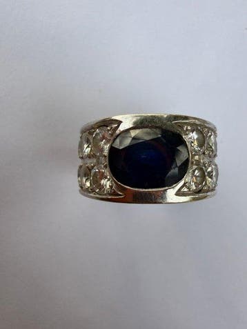 Ring - 18 karaat Witgoud - 3.00ct. tw. Saffier - Diamant