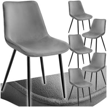 Set stoelen Monroe fluweellook - grijs, Set van 6, Verzenden