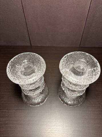 Iittala - Tapio Wirkkala - Bougeoir (2) - Cristal - Festivo, Antiquités & Art