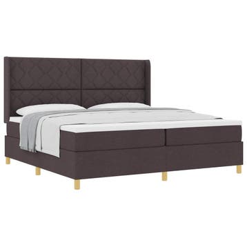 vidaXL Boxspring bed met hoofdeinde Donkerbruin 200 x 200 cm, Verzenden