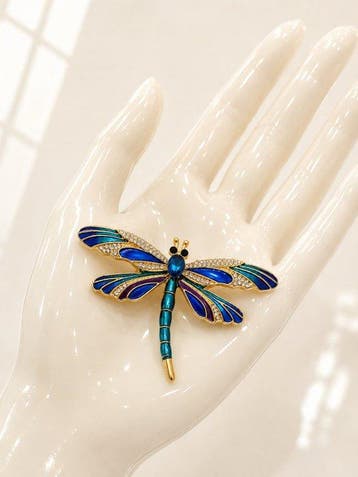 grote libellebroches met Swarovski-kristallen – goudkleurig