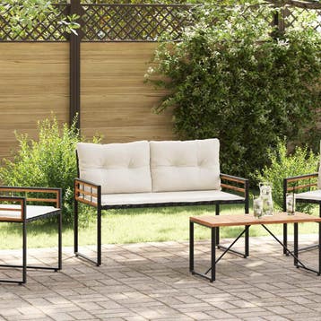 vidaXL Houten Laagbank 114 x 55 x 77 cm Crème Rechthoekig, Verzenden