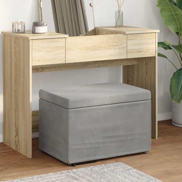vidaXL Kruk Lichtgrijs 61 x 41 x 40 cm Velvet en Geengineerd, Verzenden, Nieuw