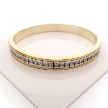 Gouden slavenarmband met diamant 3,00 ct., Gebruikt, Ophalen of Verzenden, Met edelsteen, Goud