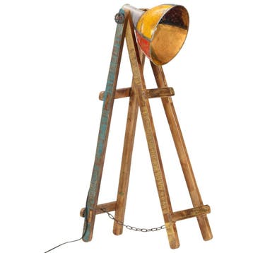 vidaXL Vloerlamp E27 massief mangohout meerkleurig, Verzenden
