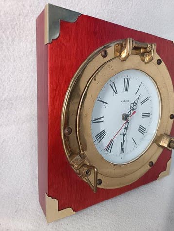 Wandklok van kwarts - Marine - Mid-century modern - Verguld