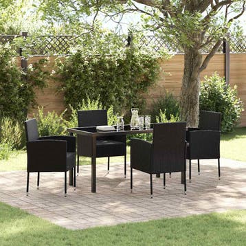 vidaXL Tuin Eettafel Set 5 st Zwart poly rattan, Verzenden