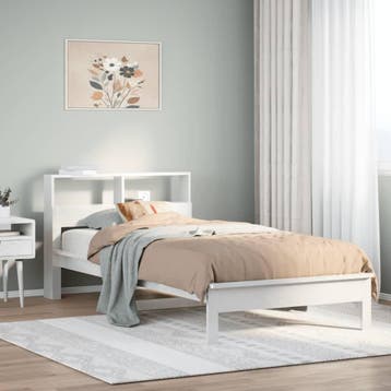 vidaXL Bed met boekenkast zonder matras grenenhout wit, Huis en Inrichting, Slaapkamer | Bedden, Verzenden, Nieuw