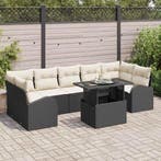 vidaXL Tuinbank Set met kussen met opslag 8 pcs Zwart Poly, Verzenden, Nieuw