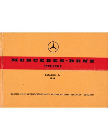 1958 MERCEDES BENZ 220 S ONDERDELENHANDBOEK