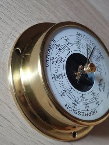 Altitude - Station météo - laiton et verre - Baromètre