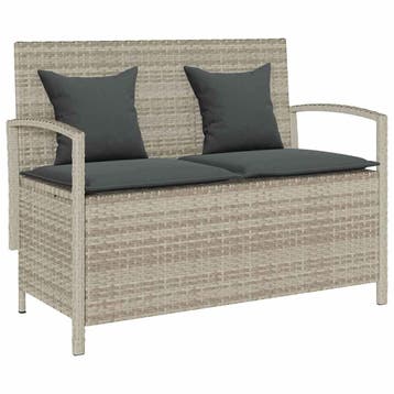 vidaXL Tuinbank met kussen poly rattan lichtgrijs, Verzenden, Nieuw