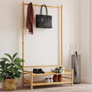 vidaXL Kledingrek met schappen 103x40x183 cm bamboe, Huis en Inrichting, Verzenden, Nieuw