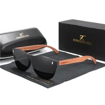 Luxe Zonnebril met Houten Montuur - UV400 en Polarisatie, Verzenden