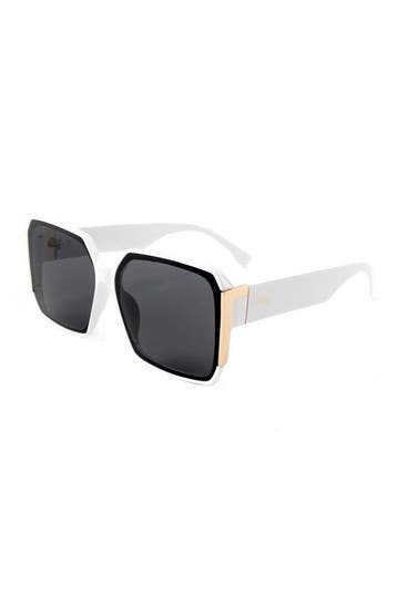 KIMU® Zonnebril MIU Grote Vierkante Wit Montuur Goud Kunstst, Ophalen of Verzenden, Nieuw