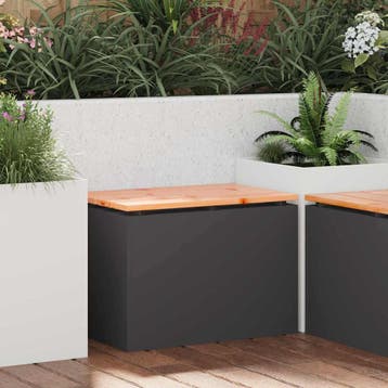 vidaXL Tuinbank Zwart Massief Douglas Hout en Staal, Tuin en Terras, Verzenden, Nieuw