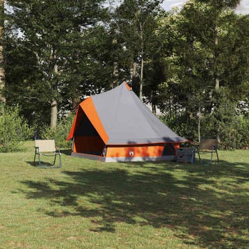 vidaXL Tipi Tent 8-persoons Grijs en Oranje taft, Verzenden, Nieuw