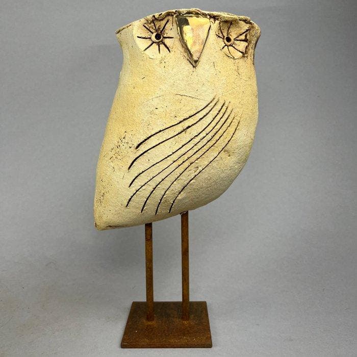 Ewa Budzowska - big -OWL- decorated by 24 carat gold, Antiek en Kunst, Kunst | Designobjecten