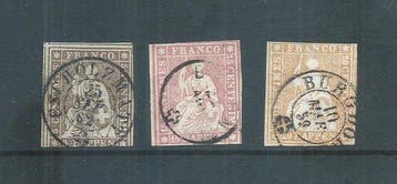 Zwitserland - Partij in 6 albums/stockboeken met o.a, Postzegels en Munten, Gestempeld