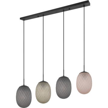 Zwarte Metalen LED Hanglamp - 4-Lichts Rechthoekig Design me, Verzenden, Nieuw