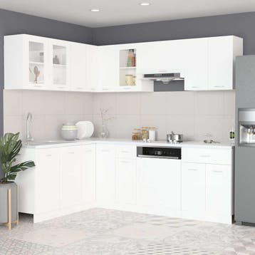 vidaXL 11-delige Keukenkastenset Lyon bewerkt hout wit, Verzenden, Nieuw
