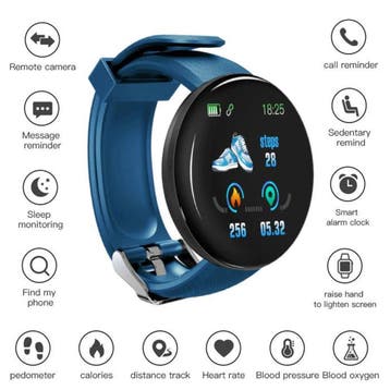 Originele D18 Smartwatch Curved HD Smartphone Sport Fitness, Verzenden, Nieuw, Stuff Certified®