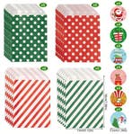 Kerst kraft papieren zakjes met stickers rood groen punt, Nieuw